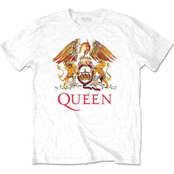 Queen Unisex T-Shirt: Classic Crest (White)
