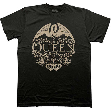 Queen Unisex T-Shirt: Floral Crest Mono (Black)