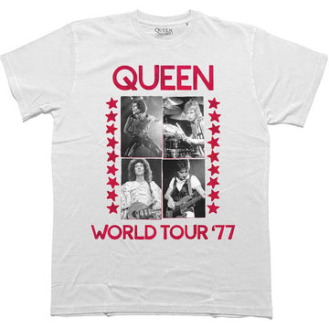 Queen Unisex T-Shirt: World Tour 77 (White)
