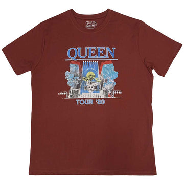Queen Unisex T-Shirt: Tour '80 (Red)