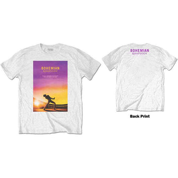 Queen Unisex T-Shirt: Bohemian Rhapsody (White) (Back Print)