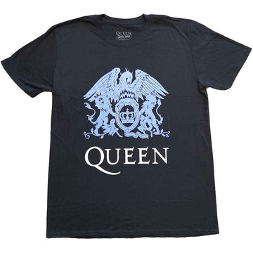 Queen Unisex T-Shirt: Blue Crest (Black)