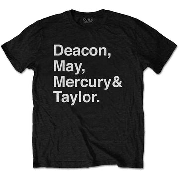 Queen Unisex T-Shirt: Helvetica Band (Black)