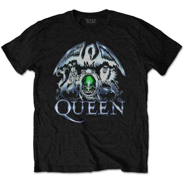 Queen Unisex T-Shirt: Metal Crest (Black)