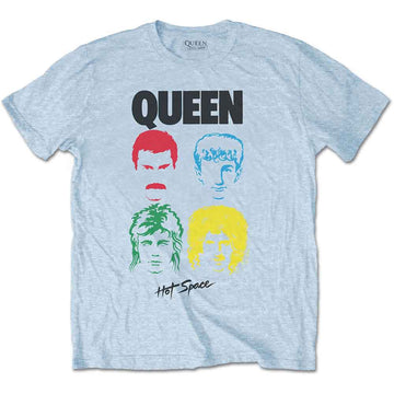 Queen Unisex T-Shirt: Hot Space Album (Light Blue)