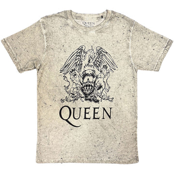 Queen Unisex T-Shirt: Crest (Dip-Dye On White) (Wash Collection)