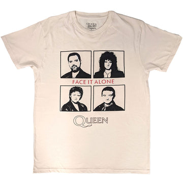 Queen Unisex T-Shirt: Face It Alone Squares (Natural)