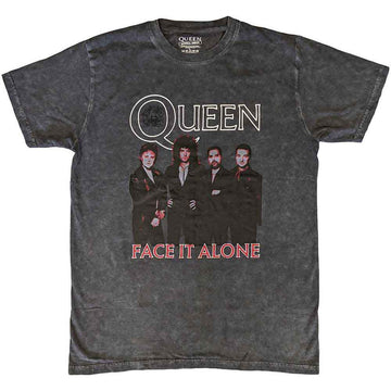 Queen Unisex T-Shirt: Face it Alone Band (Black) (Wash Collection)