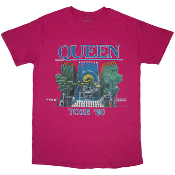 Queen Unisex T-Shirt: Tour '80 (Pink)