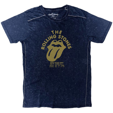 The Rolling Stones Unisex T-Shirt: NYC '75 (Navy Blue) (Wash Collection)