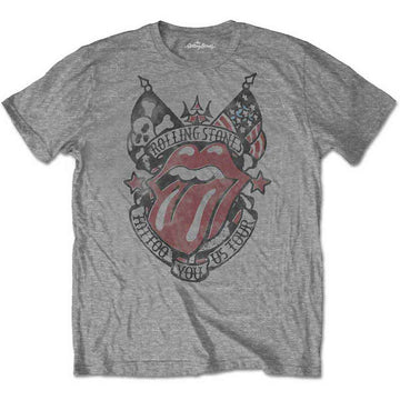 The Rolling Stones Unisex T-Shirt: Tattoo You US Tour (Grey) (Soft Hand Inks)