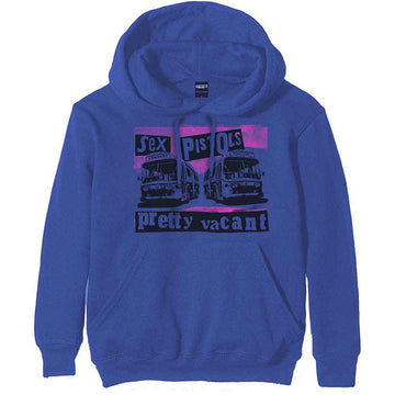 The Sex Pistols Unisex Pullover Hoodie: Pretty Vacant Coaches (Blue)