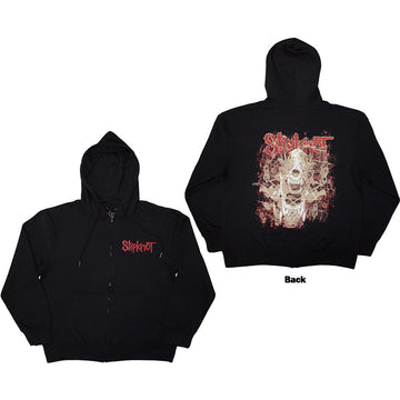 Slipknot Unisex Zipped Hoodie: Skull Teeth (Black) (Back Print)