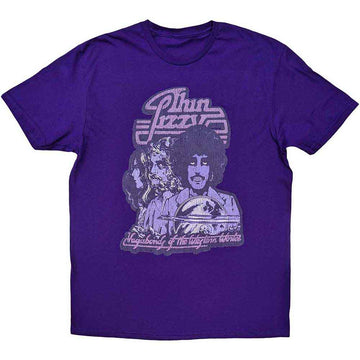 Thin Lizzy Unisex T-Shirt: Vagabonds of the Western World Mono Distressed (Purple)