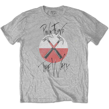 Pink Floyd Unisex T-Shirt: The Wall Faded Hammers Logo (Grey)