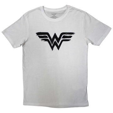 DC Comics Unisex T-Shirt: Wonder Woman - Black Paint Logo (White)