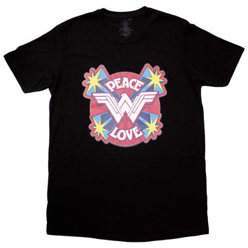 DC Comics Unisex T-Shirt: Wonder Woman Peace & Love (Black)
