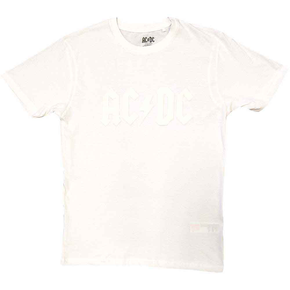 AC/DC Unisex T-Shirt: Logo (White) (Hi-Build White-On-White)