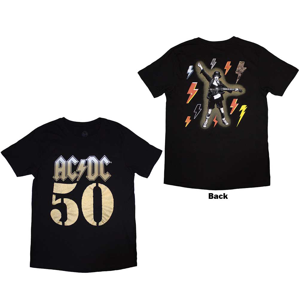 AC/DC Unisex T-Shirt: Bolt Array (Black) (Back Print)