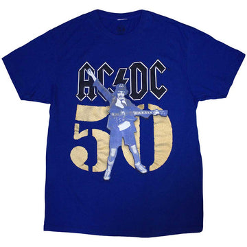 AC/DC Unisex T-Shirt: Gold Fifty (Blue)