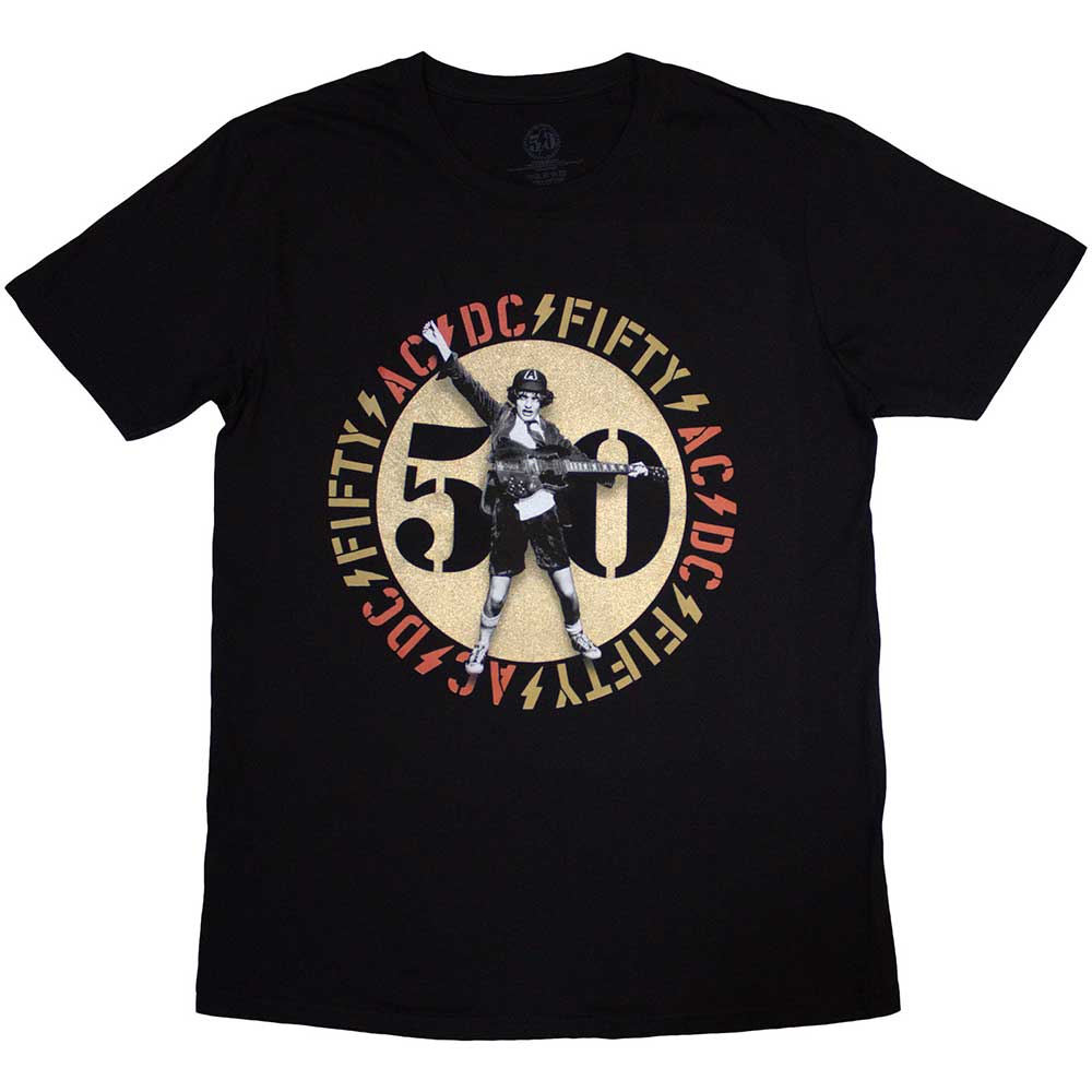 AC/DC Unisex T-Shirt: Gold Emblem (Black)