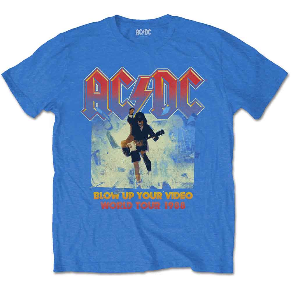 AC/DC Unisex T-Shirt: Blow Up Your Video (Mid Blue)