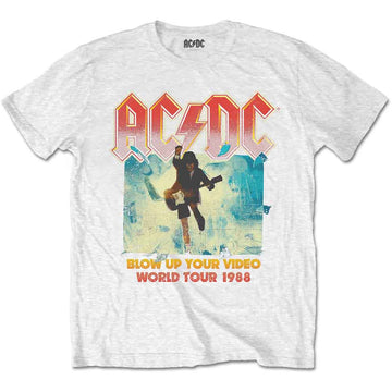 AC/DC Unisex T-Shirt: Blow Up Your Video (White)