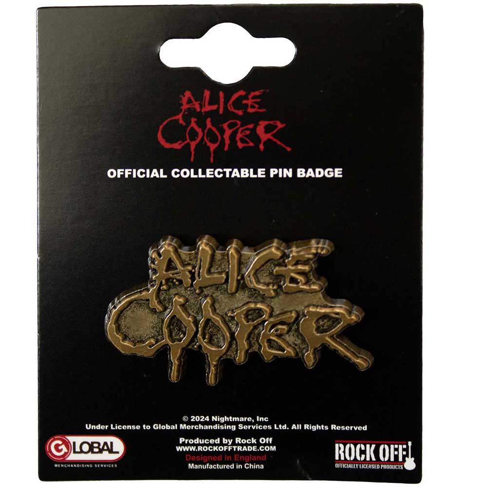 Alice Cooper Pin Badge: Dripping Logo Gold