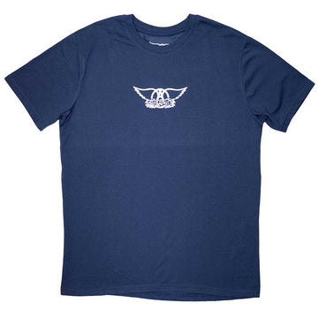 Aerosmith Unisex T-Shirt: Mini Wings Logo (Denim Blue)
