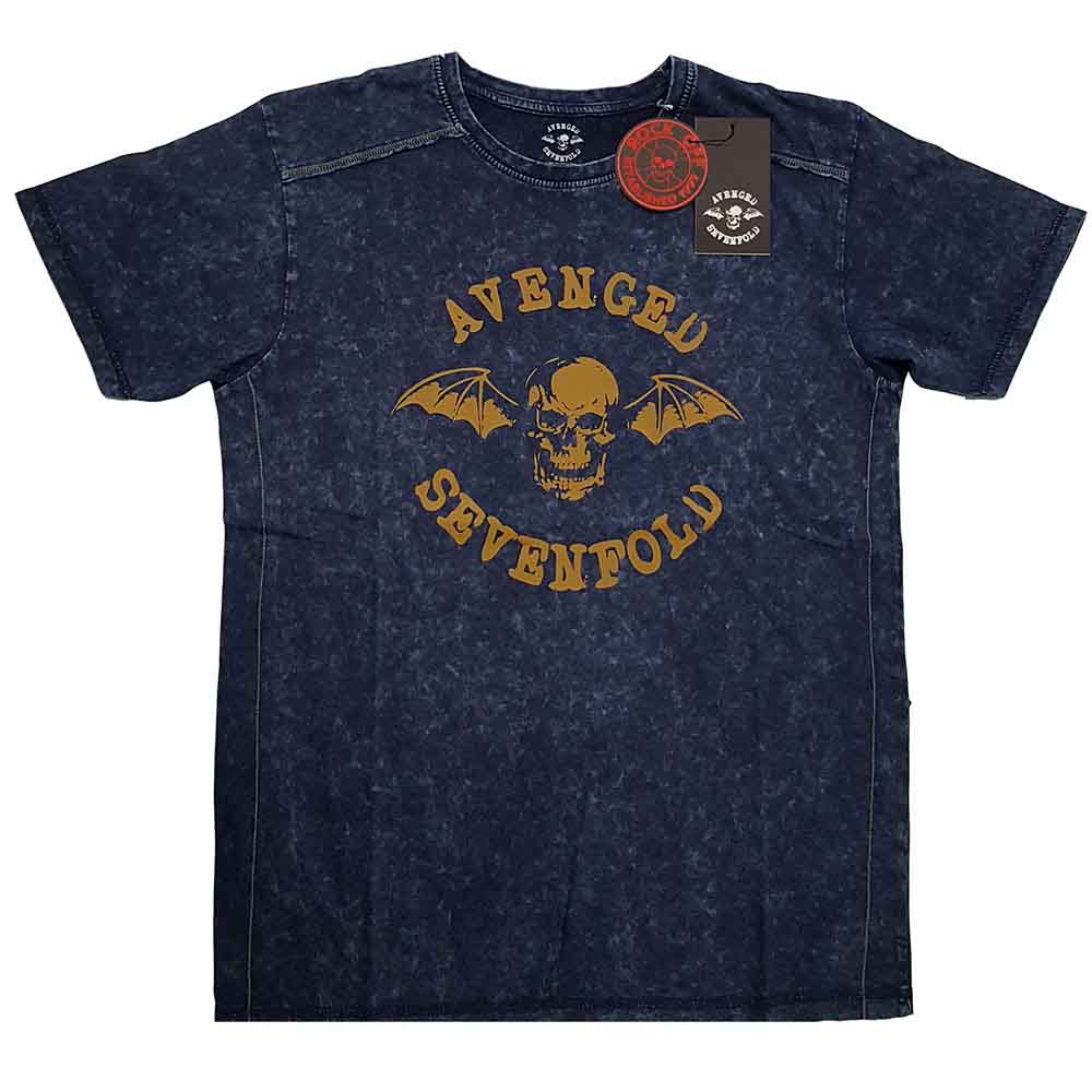 Avenged Sevenfold Unisex T-Shirt: Logo (Navy Blue) (Wash Collection)