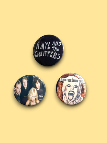 Amyl and the Sniffers - Set of 3 Button Badges - Badge