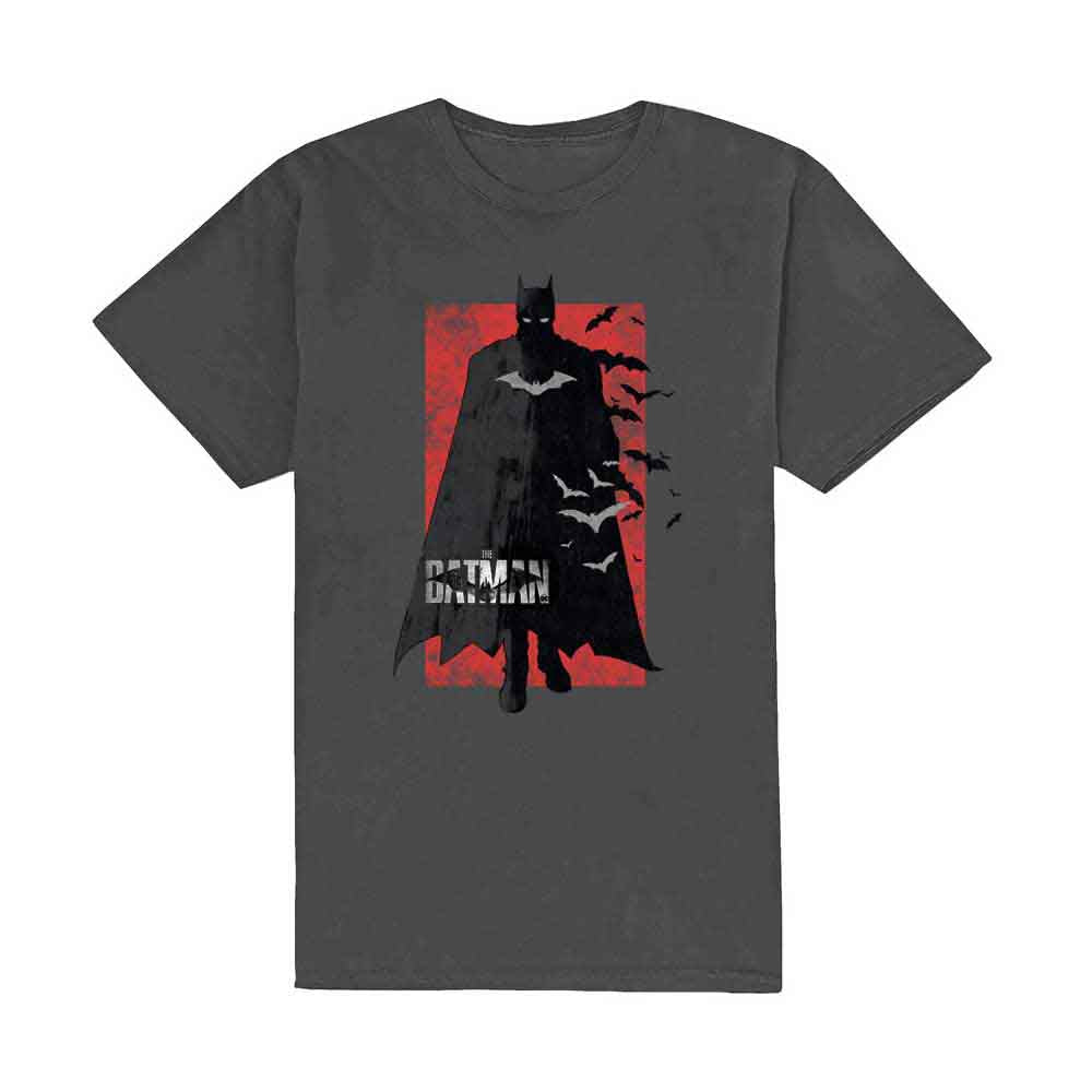 DC Comics Unisex T-Shirt: The Batman Distressed Logo (Charcoal Grey)