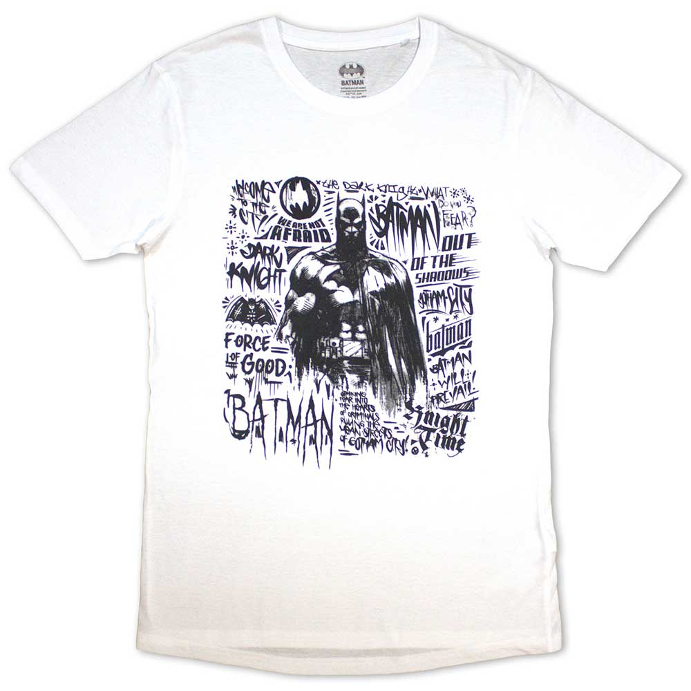 DC Comics Unisex T-Shirt: Batman - Scribbler (White)