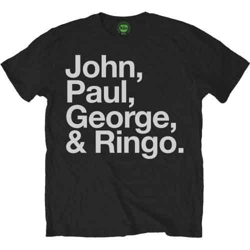 The Beatles Unisex T-Shirt: John, Paul, George & Ringo (Black)