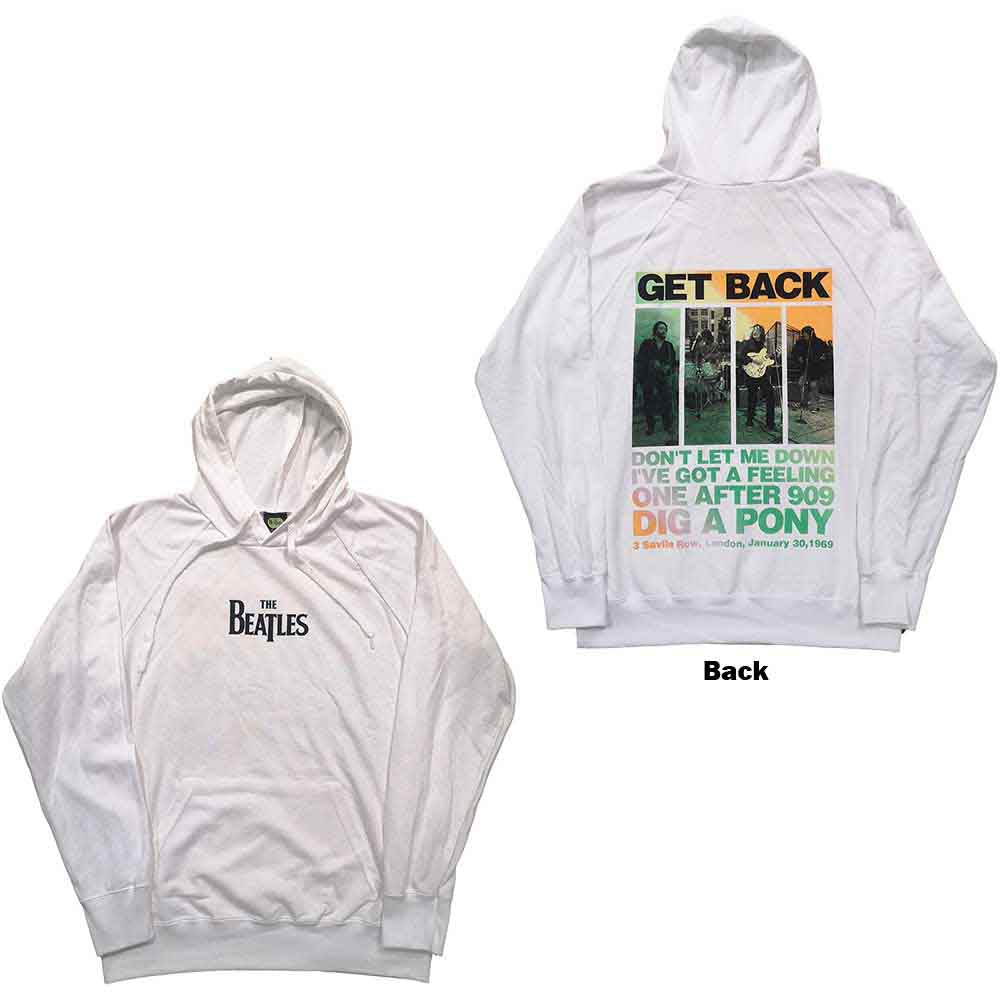 The Beatles Unisex Pullover Hoodie: 3 Savile Row (White) (Back Print)