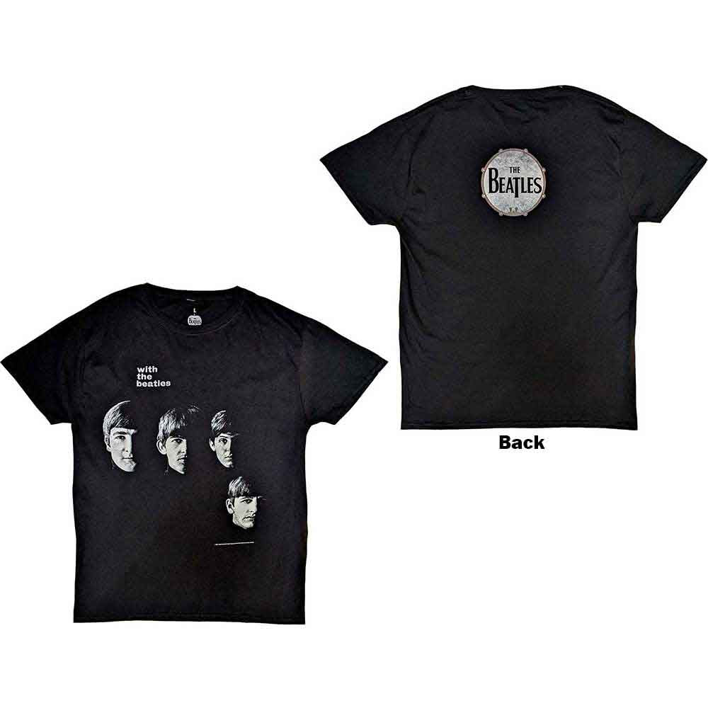 The Beatles Unisex T-Shirt: Vintage With The Beatles (Black) (Back Print)