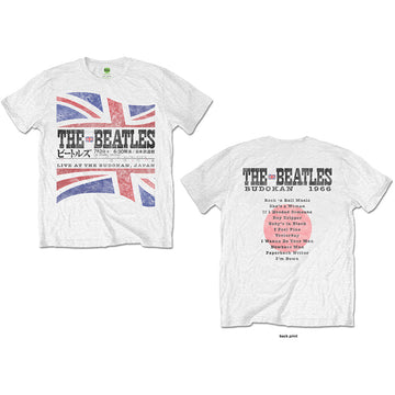 The Beatles Unisex T-Shirt: Budokan Set List (White) (Back Print)