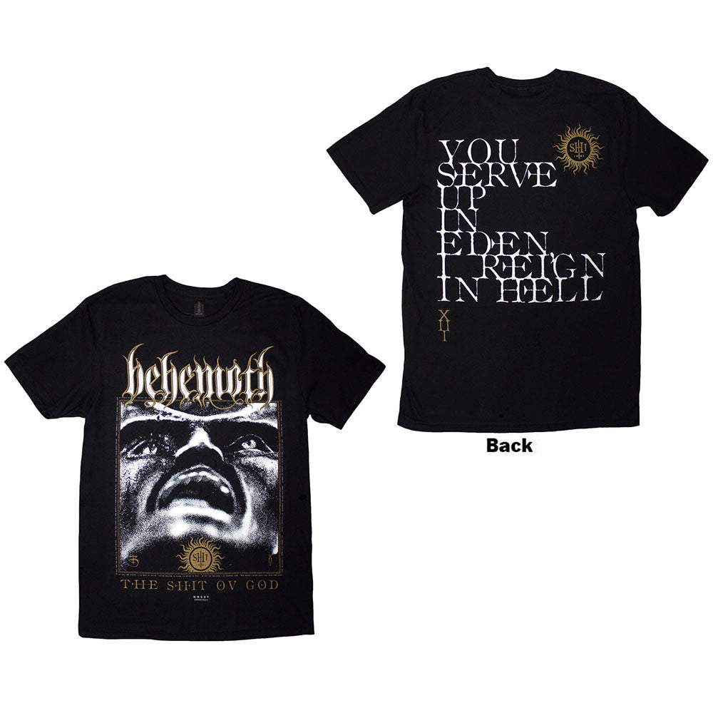 Behemoth Unisex T-Shirt: The Shit Ov God Reign In Hell (Black) (Back Print)