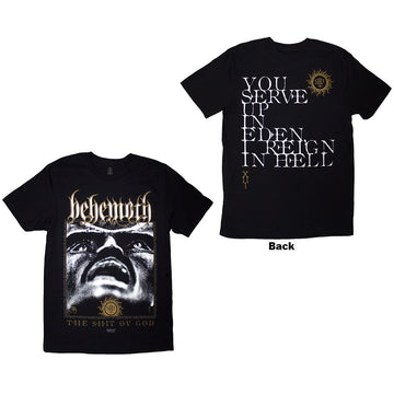 Behemoth Unisex T-Shirt: The Shit Ov God Reign In Hell (Black) (Back Print)