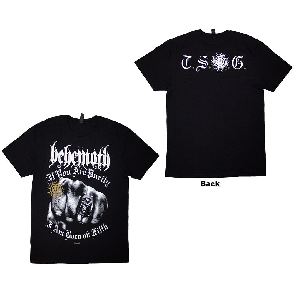 Behemoth Unisex T-Shirt: The Shit Ov God Purity Fist (Black) (Back Print)