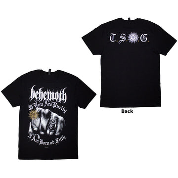 Behemoth Unisex T-Shirt: The Shit Ov God Purity Fist (Black) (Back Print)