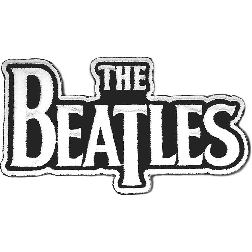 The Beatles Standard Patch: Drop T Logo Die Cut white on black