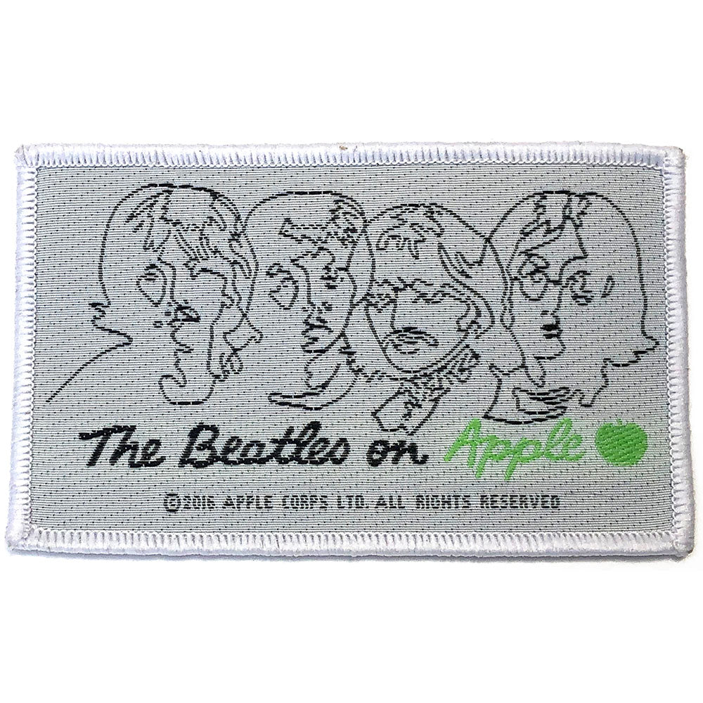 The Beatles Standard Patch: Beatles On Apple Black On White