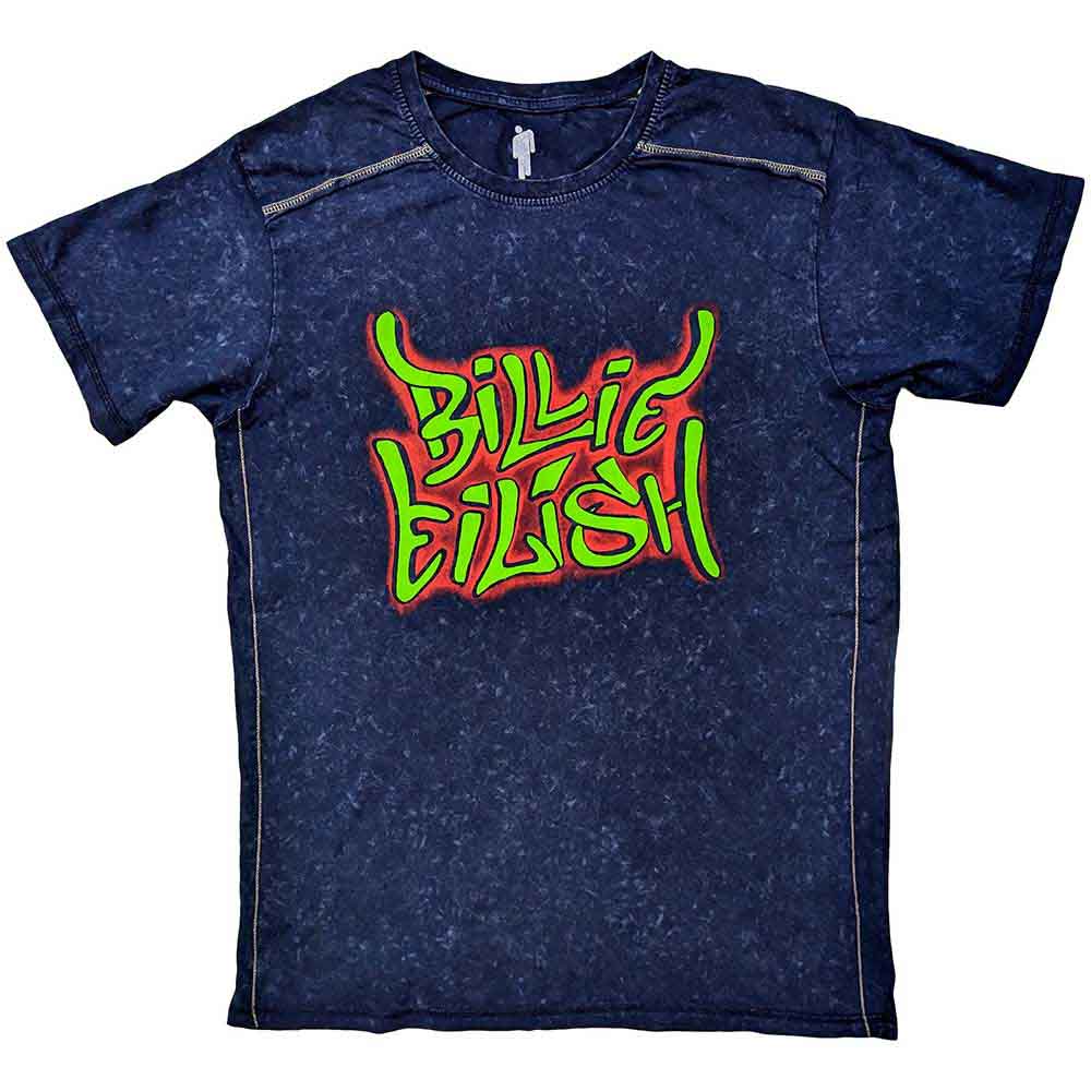 Billie Eilish Unisex T-Shirt: Graffiti (Navy Blue) (Wash Collection)