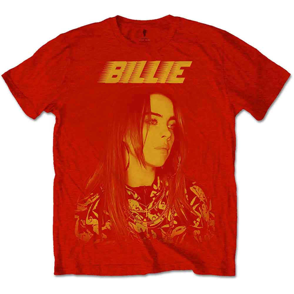Billie Eilish Unisex T-Shirt: Racer Logo Jumbo (Red)