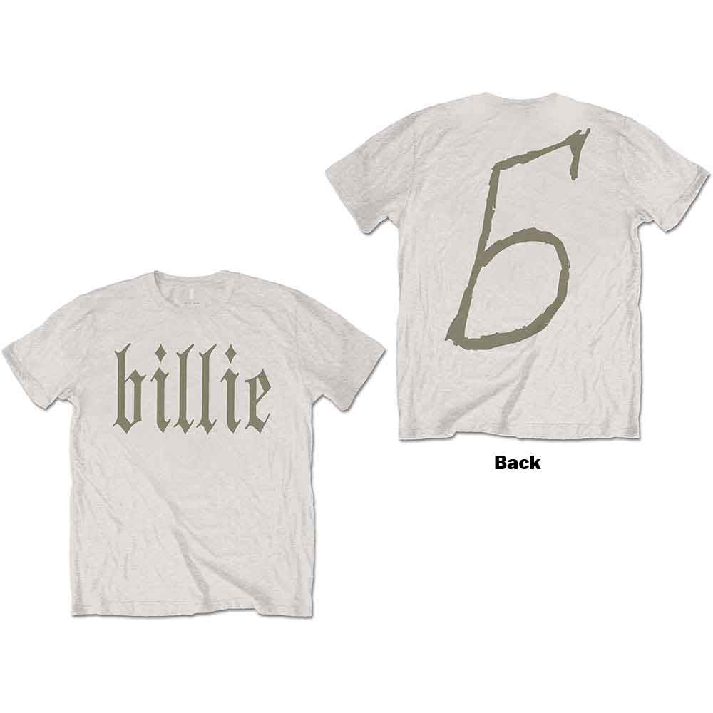 Billie Eilish Unisex T-Shirt: Billie 5 (Natural) (Back Print)