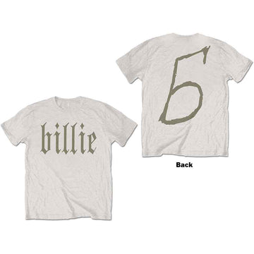 Billie Eilish Unisex T-Shirt: Billie 5 (Natural) (Back Print)