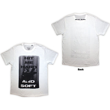 Billie Eilish Unisex T-Shirt: Hit Me Hard And Soft Falling (White) (Back Print)