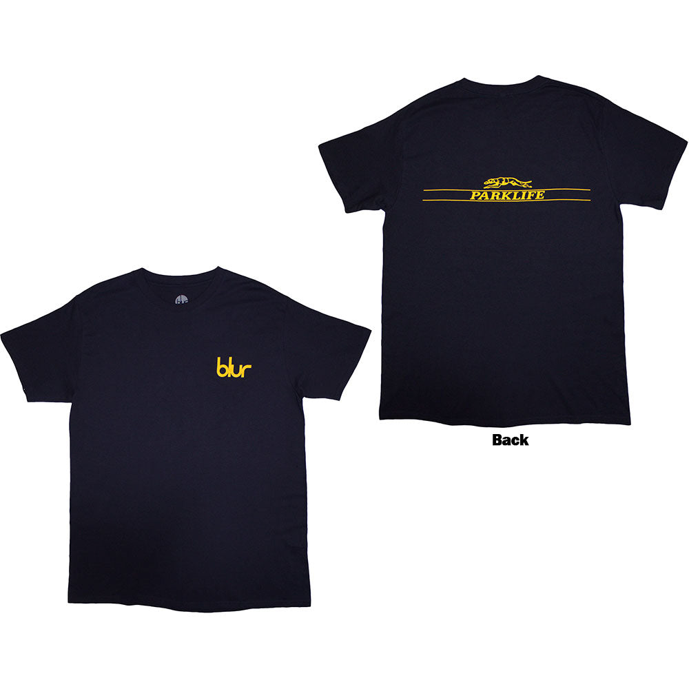Blur Unisex T-Shirt: Parklife Back (Navy Blue) (Back Print Only)