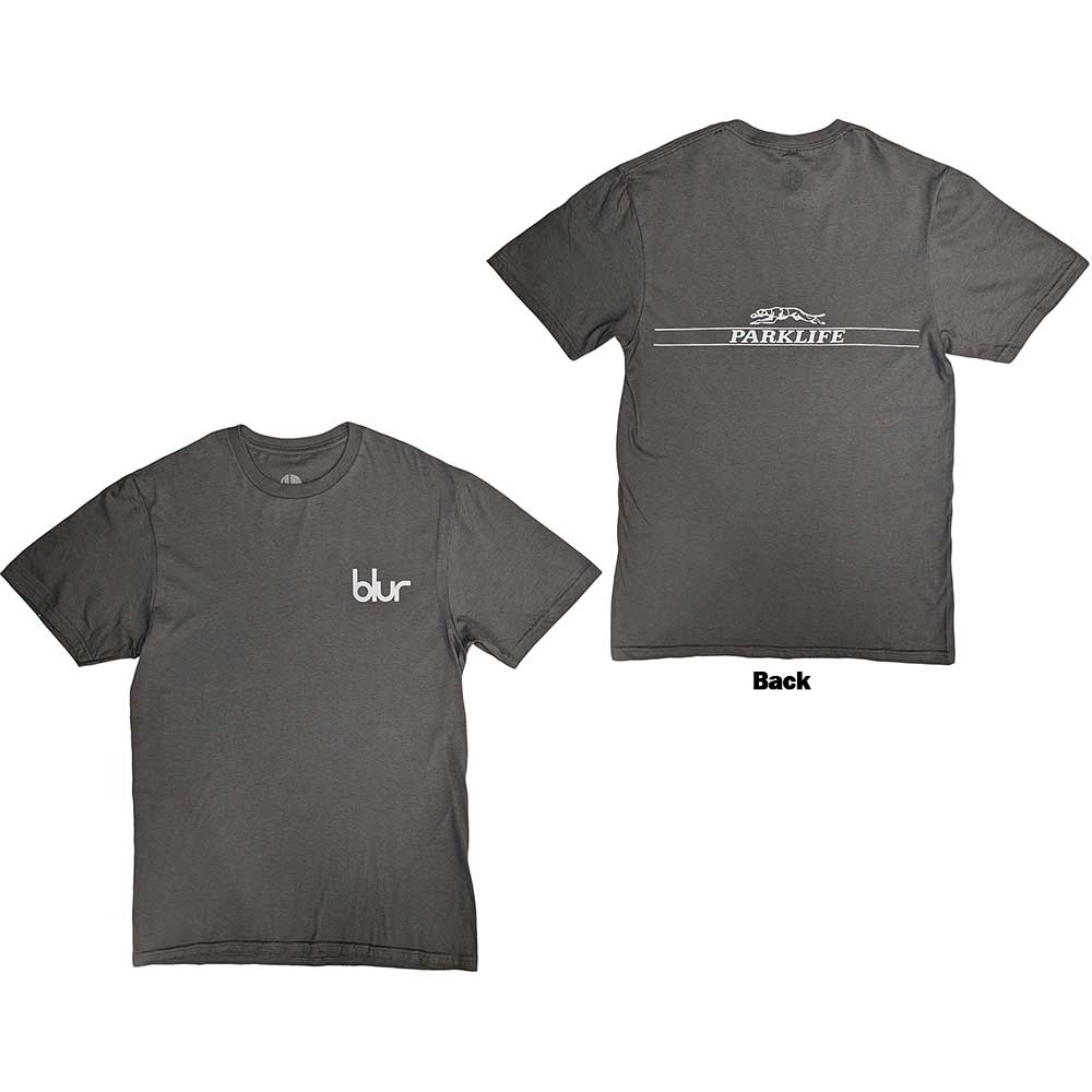 Blur Unisex T-Shirt: Pocket Blur / Parklife (Charcoal Grey) (Back Print)